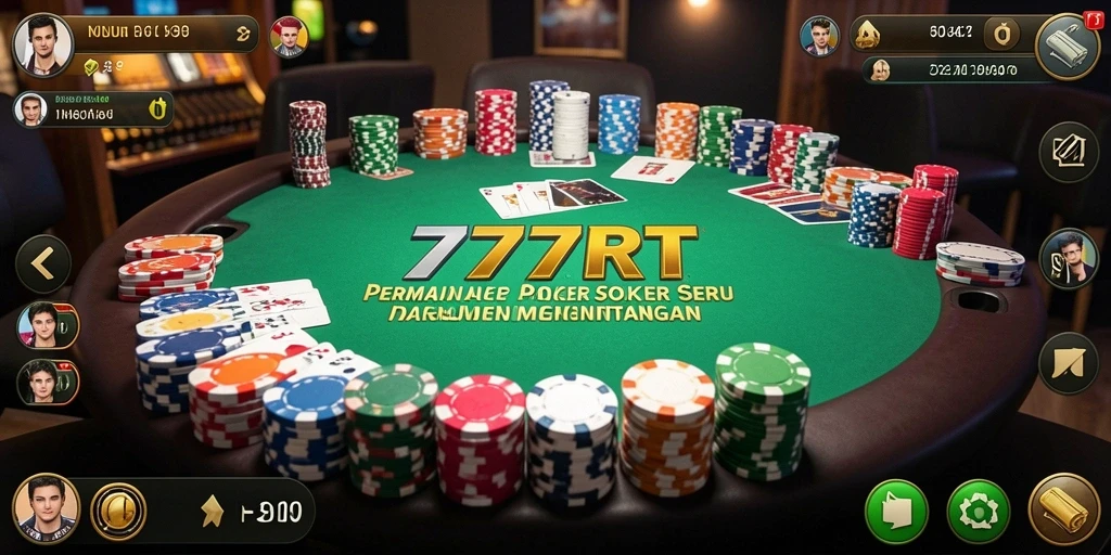 Tampilan utama gameplay 777RT dengan aksi poker seru.