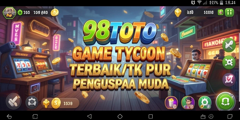 Screenshot gameplay 98TOTO menampilkan simulasi manajemen bisnis yang seru.