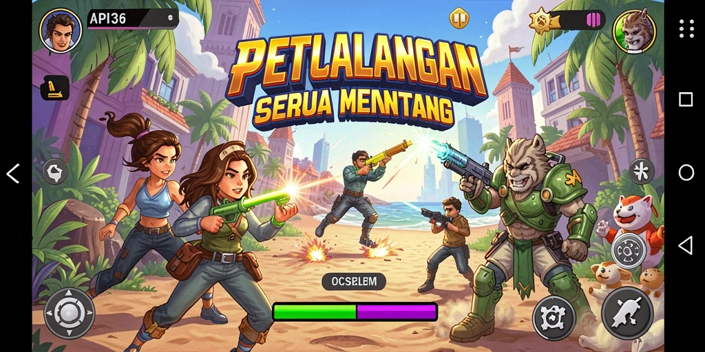 Screenshot utama API36 menunjukkan gameplay seru yang penuh aksi.