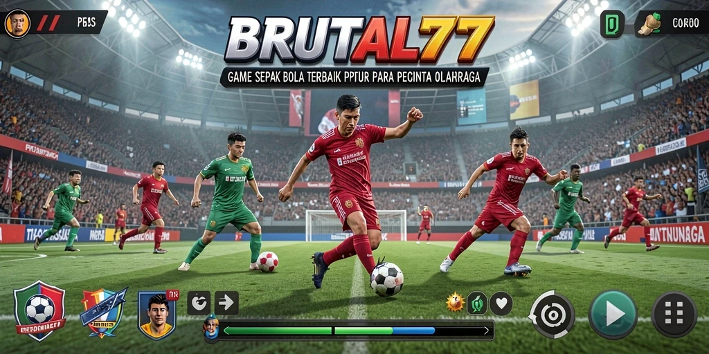 Tampilan gameplay sepak bola yang menegangkan di BRUTAL77.