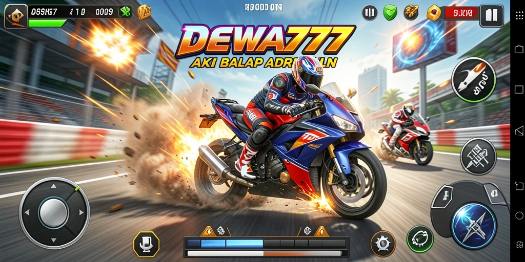 Tangkapan layar utama DEWA777 menunjukkan aksi balap motor yang mendebarkan.