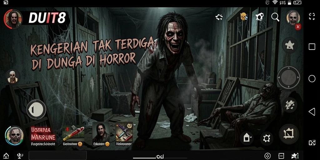 Screenshot gameplay DUIT8 menampilkan momen menegangkan di kegelapan.
