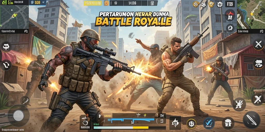 Gameplay seru dan intens dalam pertarungan Battle Royale.