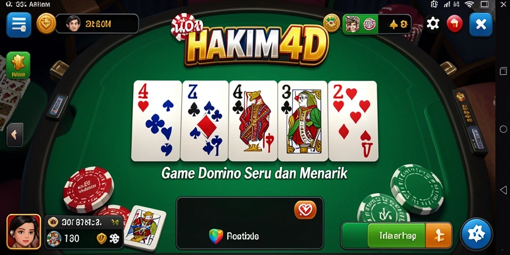 Tampilan gameplay seru HAKIM4D dalam permainan Domino.