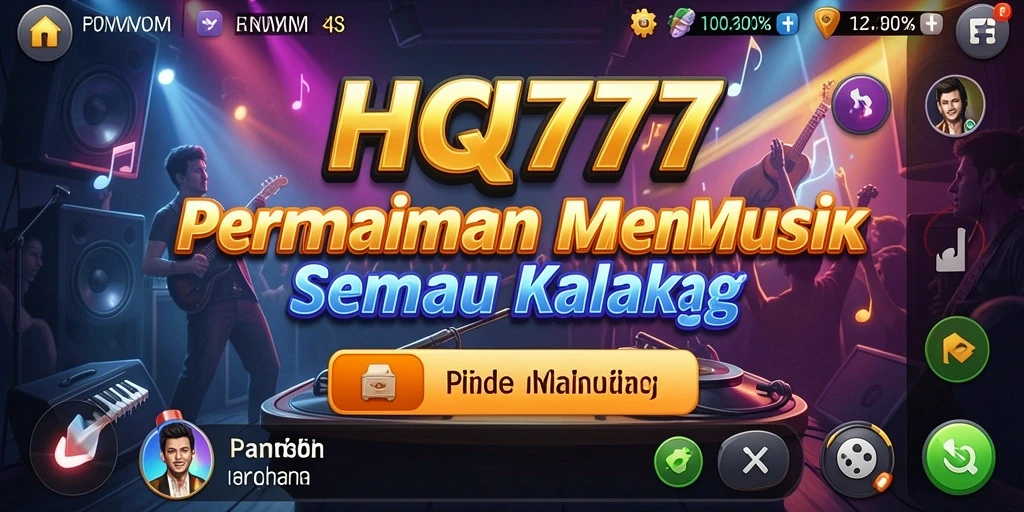Tampilan gameplay HQ777 yang menarik dengan aksi musik yang seru.