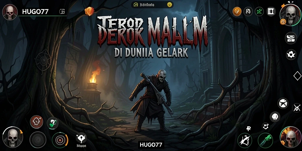Tampilan gameplay menakutkan HUGO77 dengan suasana yang mencekam.