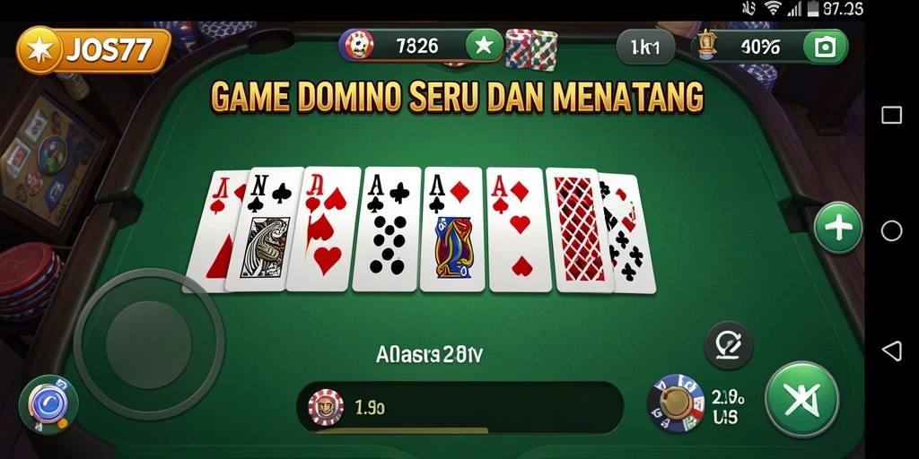 Screenshot JOS77 menampilkan gameplay domino yang mengesankan.