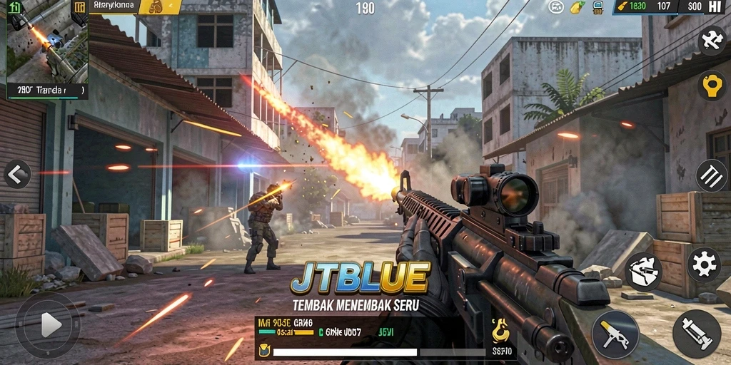 Gameplay JTBLUE yang mendebarkan dalam suasana TPS.