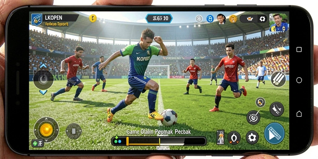 Tangkapan layar dari gameplay yang seru di LKOPEN menunjukkan aksi olahraga penuh semangat.