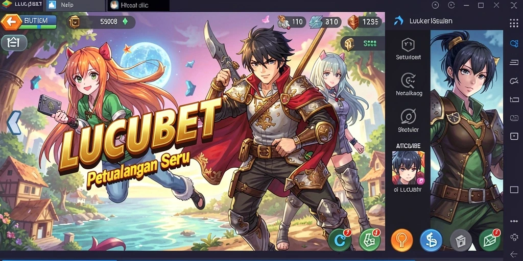 Tampilan permainan LUCUBET dengan karakter Anime yang menarik.