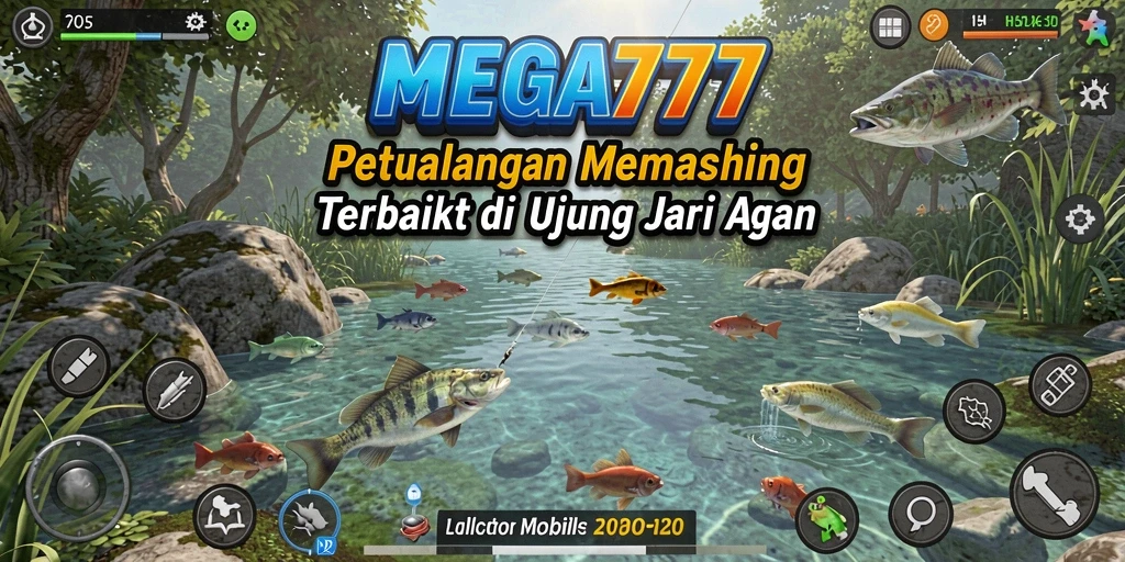 Tampilan utama gameplay MEGA777 dengan suasana memancing yang seru.