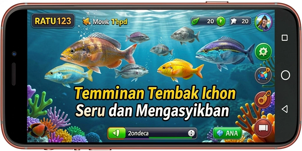Tampilan gameplay RATU123 yang menakjubkan saat menembak ikan.