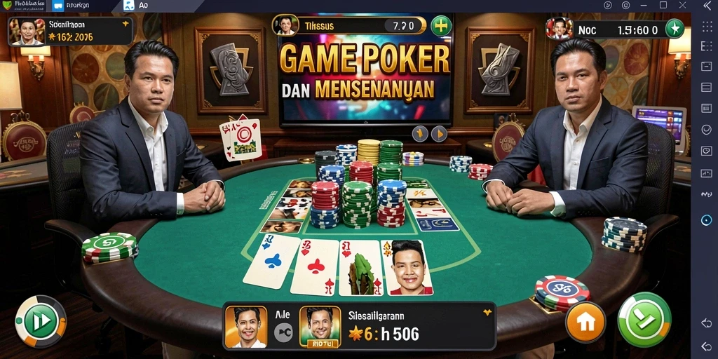 Screenshot gameplay intens dari RP66 menunjukkan momen seru Poker.