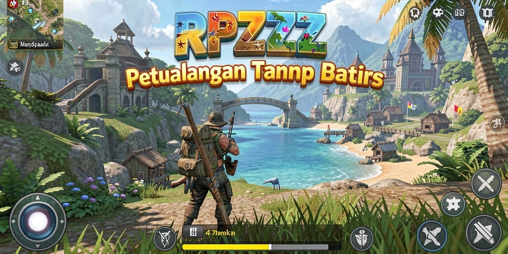 Tampilan gameplay menarik dari RPZZZ dalam dunia terbuka.