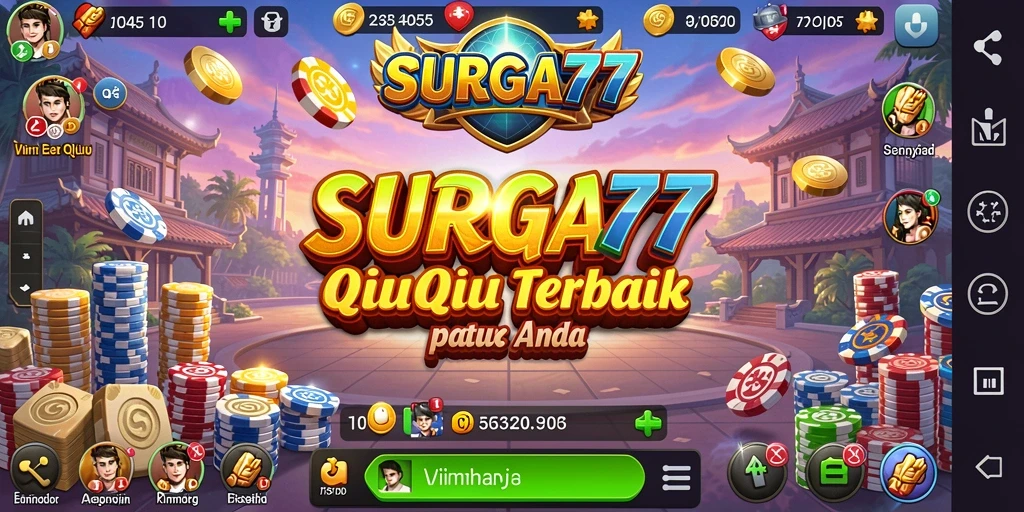 Screenshot SURGA77 menampilkan momen seru dalam gameplay QiuQiu.